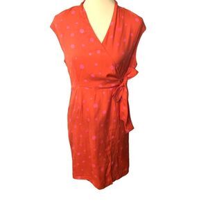 Crossing Pointe silk faux wrap polka dot dress
